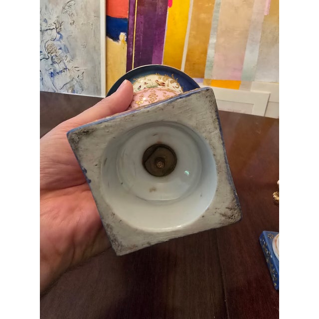 French Antique Sevres Style Paris Pair of Porcelain Urns For Sale - Image 3 of 12