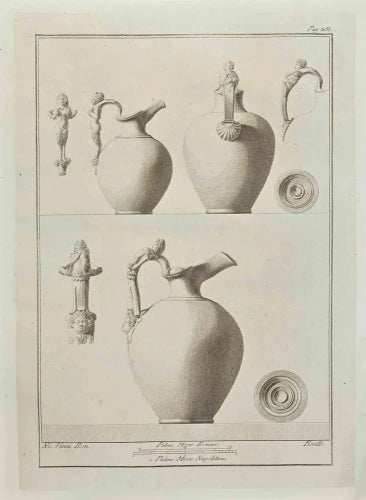 Nicola Fiorillo, Ancient Roman Jars, Etching, 18th Century Reproduction Prints