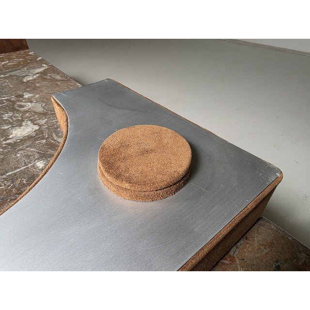 Italian Sculptural Three-Piece Sideboard in Suede and Breccia Marble, 1970s For Sale - Image 9 of 12