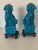 Asian Pair of 1990s Turquoise Foo Dogs on Stands. For Sale - Image 3 of 4