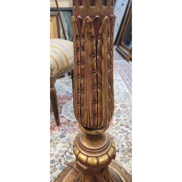 Wood Early 20th Century Neoclassical Carved Napoleon III Style Floor Lamp For Sale - Image 7 of 12
