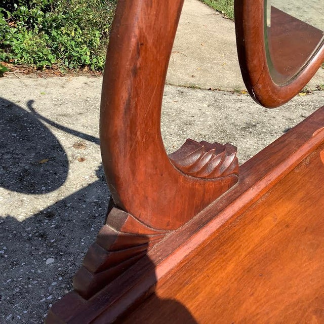 Wood Early 1900s Antique Cherry Princess Bowed Dresser For Sale - Image 7 of 8