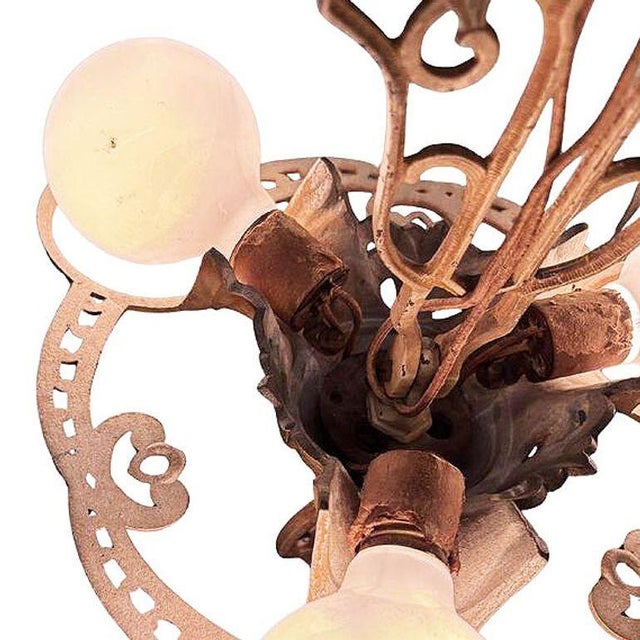 Copper 1925 Art Deco Brass Three Light "Winthrop" Circular Chandelier by Virden For Sale - Image 8 of 9