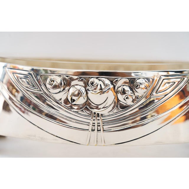 Art Nouveau Fruit Bowl in Brass, Silver and Original Glass, 1908 For Sale - Image 11 of 12
