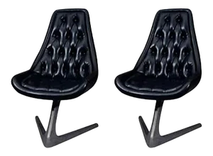 Mid-century Black Vinyl "unicorn" Chairs - a Pair