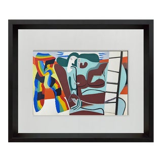 Le Corbusier Lithograph Limited Edition "Deux Figures Et...multicolore" W/Frame For Sale