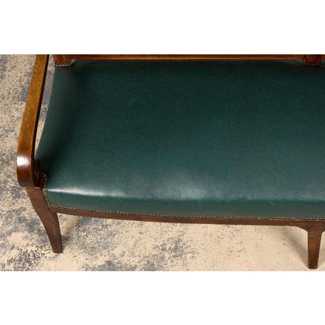 Early 19th Century Early 19th Century French Empire Walnut Sofa in Forest Green For Sale - Image 5 of 18