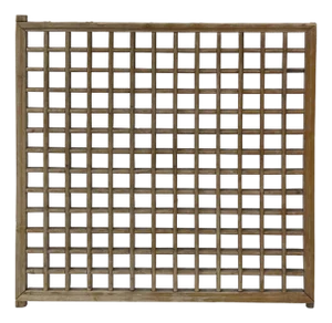 Vintage Restored Oriental Lattice Square Pattern Rustic Raw Wood Wall Panel