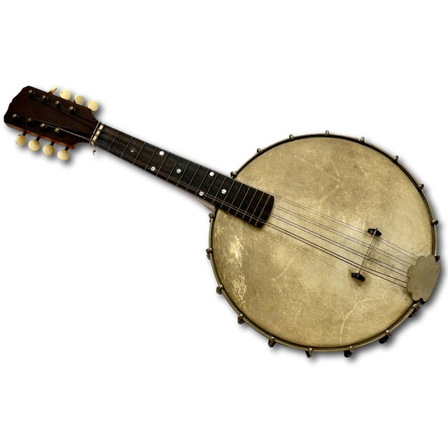 Authentic American Antique Small 8 String Banjo Style Musical Instrument for Decoration - Circa Early 1900s For Sale - Image 4 of 18