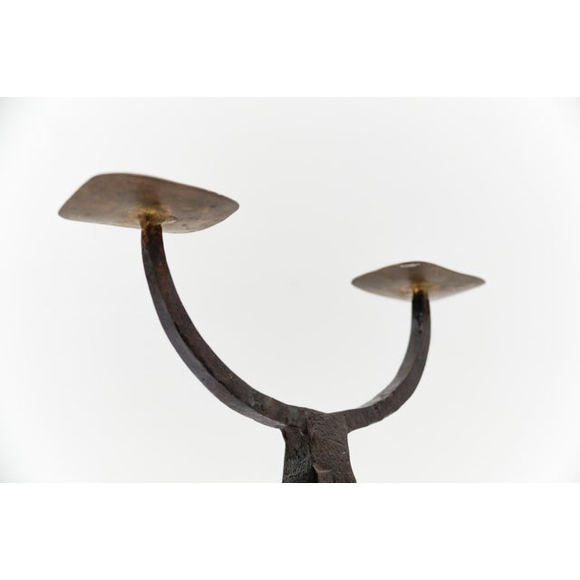 Brutalist Hand-Forged Iron Candleholder, 1960s For Sale - Image 6 of 9