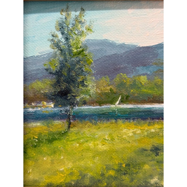 1990s Original Oil Painting by Gary Dagnan, "Lake" For Sale - Image 4 of 9