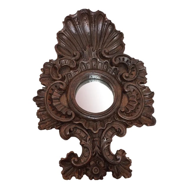 Carved Wooden Mirror, Spain, 1940s For Sale