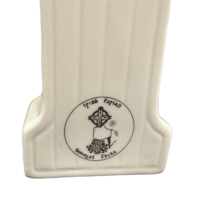 Late 20th Century Vintage Irish Donegal Shamrock Parian China Mantel Clock Set - Harp & Grandfather - Pair For Sale - Image 5 of 6