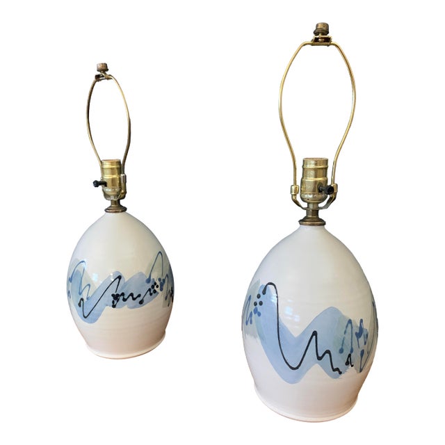 Pair Swedish Hand Painted Table Lamps. For Sale