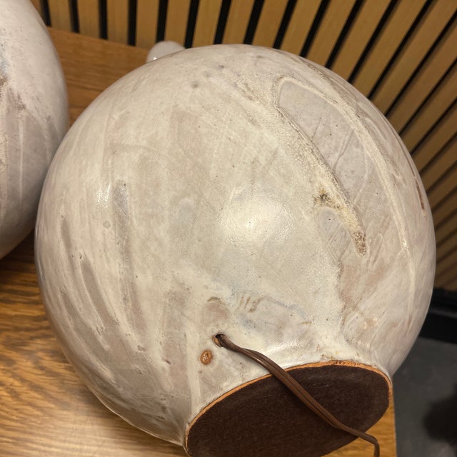 Ceramic Pair of Vintage Ceramic Table Lamps – Organic Modern Sculptural Pottery, Mineral Glaze (Kelly Wearstler Style) For Sale - Image 7 of 12