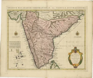 Antique Hand-Colored Map of Southern India
