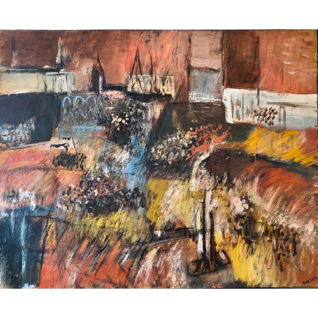 Yonia Fain, Jewish Mexican Avant Garde Fiesta of Guadalupe Expressionist Oil Painting, c.1940's For Sale