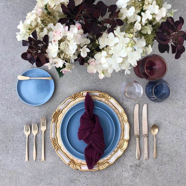 Farmhouse Organic Cotton Napkins - Bordeaux, Set of 4 For Sale - Image 3 of 3