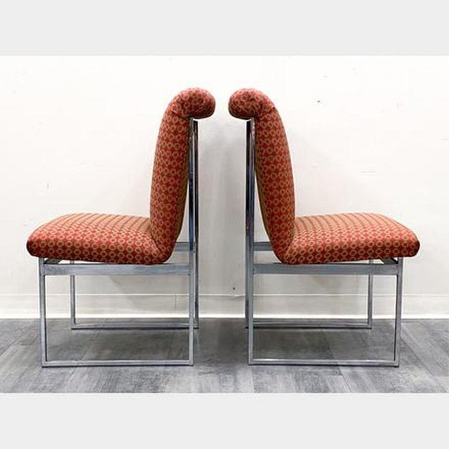 Textile Modern Set 6 Chrome & Upholstered Baughman Style Dining Chairs For Sale - Image 7 of 12