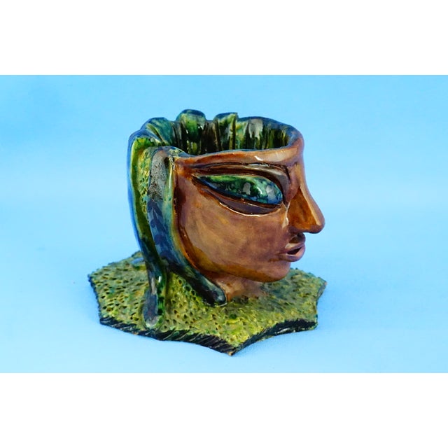 20th Century Ceramic Anthropomorphic Mask Sculptural Vase by Vallauris / Accolay France, 1960s For Sale - Image 6 of 18