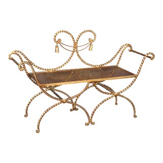 Italian-Made Gilded Wrought Iron Rope Twist and Tassel Style Circa 1950 For Sale