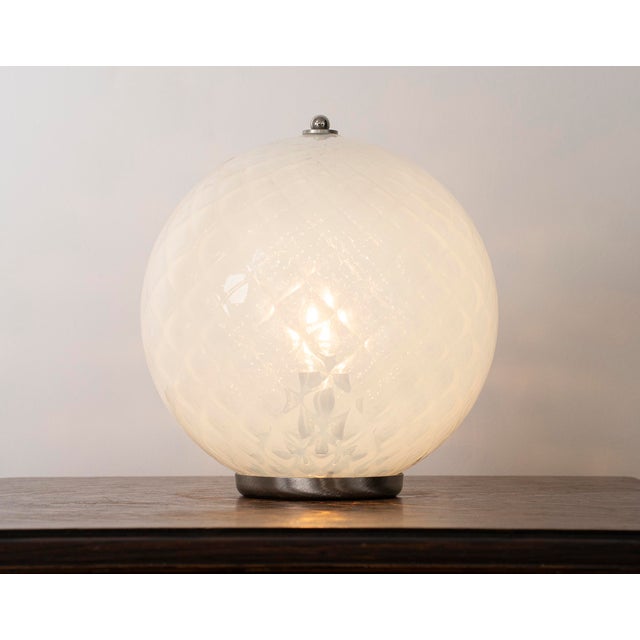 1980s Vintage Murano Glass Table Lamp with Opal, Italy, 1980s For Sale - Image 5 of 12