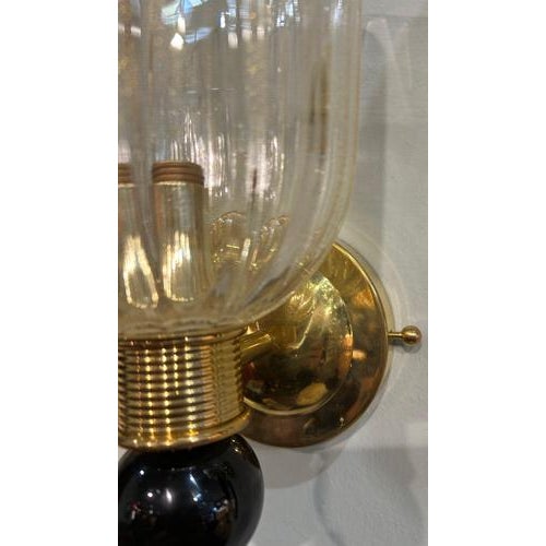 Brass and Glass Murano Wall Sconces, 1990, Set of 2 For Sale - Image 17 of 18