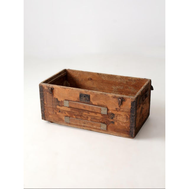 Antique Trunk Base Primitive Storage Box For Sale - Image 4 of 16
