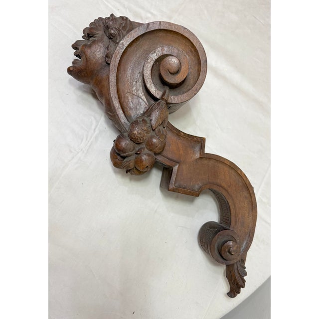 Antique 1800's Hand Carved Figural Wood Architectural Salvage Devil Sculpture For Sale - Image 16 of 17