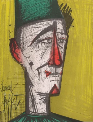 Original 1967 Lithograph "Le Clown Jojo" (Jojo the Clown) by Bernard Buffet