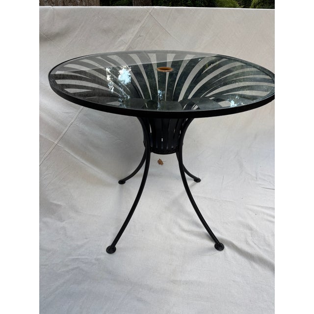 gorgeous relic of yesteryear, tempered glass with umbrella hole. sandblasted and professionally restored no maker's mark...