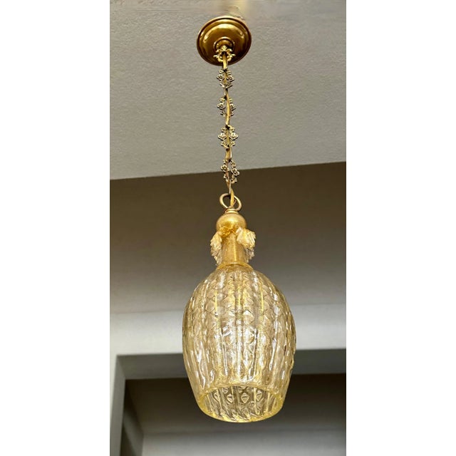 Barovier & Toso Barovier Gold Bubbles Murano Glass Pendant Light For Sale - Image 4 of 12