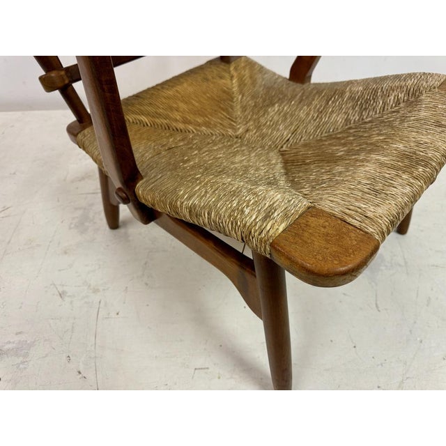 Mid-Century Modern Dutch Stick Back and Rush Seat attributed to De Ster Gelderland, 1950s For Sale - Image 3 of 18