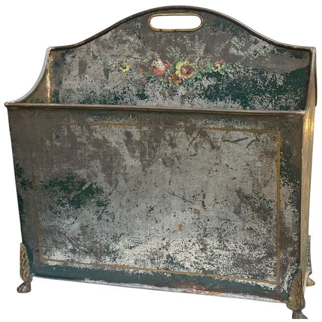 American Antique American Country Tole Magazine Rack For Sale - Image 3 of 6