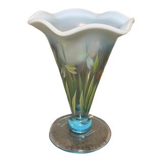 Vintage Fenton Museum Collection Hand-Painted by A. Deem 7.5" Sean K. Fenton Vase For Sale