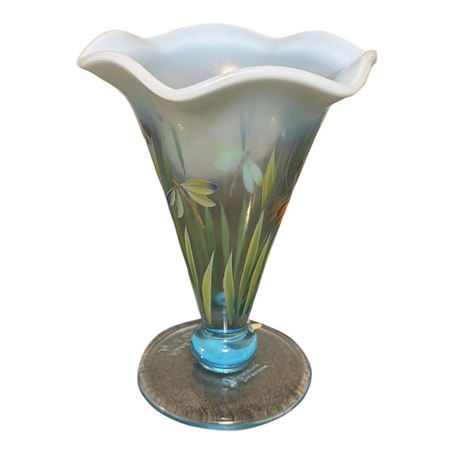 Vintage Fenton Museum Collection Hand-Painted by A. Deem 7.5" Sean K. Fenton Vase For Sale