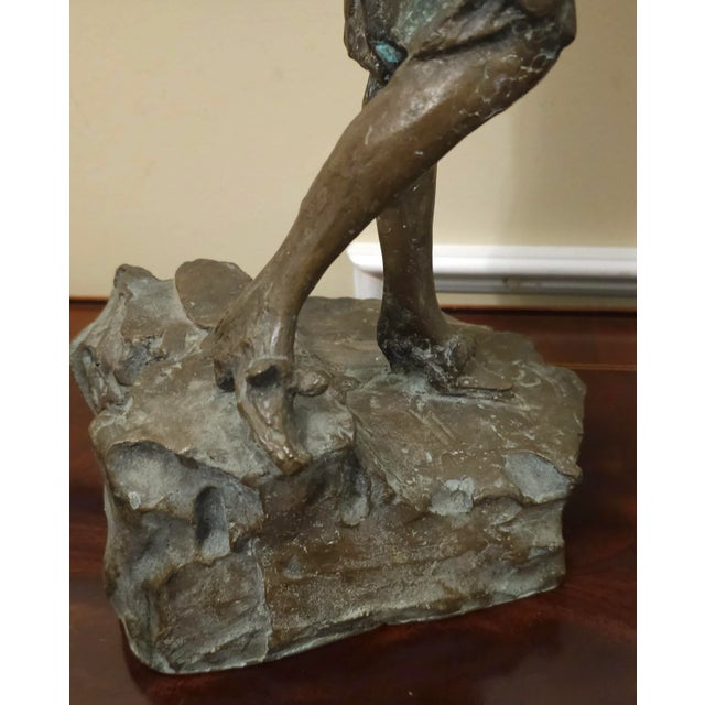 Bronze 20th Century School Brutalist Bronze Sculpture of Standing Woman, Signed For Sale - Image 8 of 9