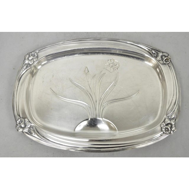 Vintage 1847 Rogers Bros Daffodil 9910 Silver Plated Meat Serving Platter Tray For Sale - Image 13 of 14
