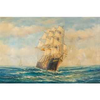 John Ambrose Rsma, Nautical Maritime Ship, Oil on Canvas, Framed For Sale