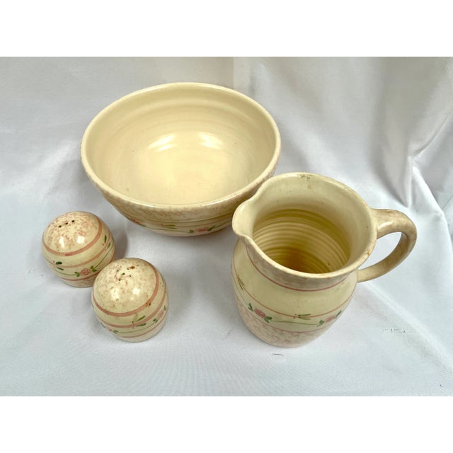 Ceramic 1970s Vintage Marshall Pottery Stoneware Vegetable Bowl, Pitcher, and Shakers - Set of 4 For Sale - Image 7 of 7