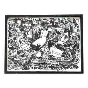 Kermit Oswald Ink on Paper, Noted Co Artist on Many Kieth Haring Paintings