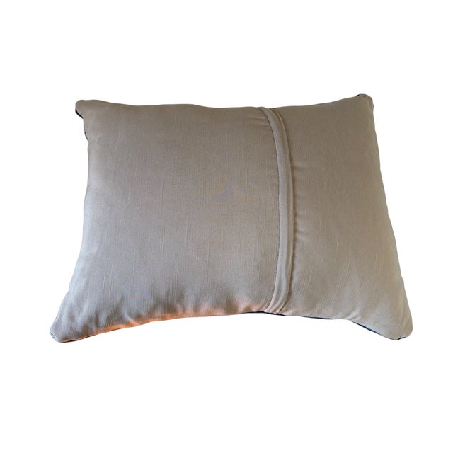 Textile Custom Made Lumbar Pillow W/Antique Chinese Rug Fragment 18" W For Sale - Image 7 of 9