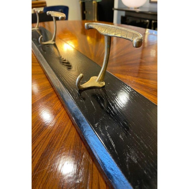 Ebonized Wooden Coat Rack with Brass Knobs, 1950s For Sale - Image 9 of 14