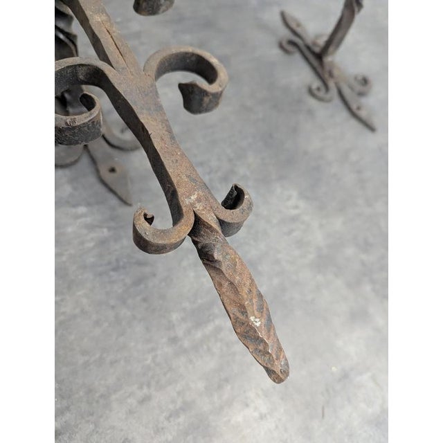 Metal Three-Light Wrought Iron Wall Sconces, Set of 2 For Sale - Image 7 of 9