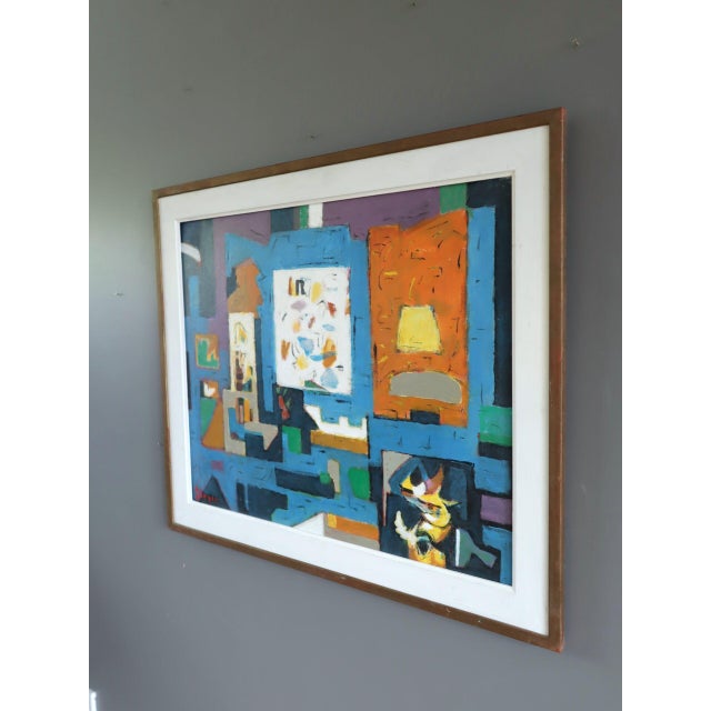 Mid 20th Century Mid-Century Modern 'The Collector's Room' Vintage Swedish Abstract Interior Oil Painting, Framed For Sale - Image 5 of 12