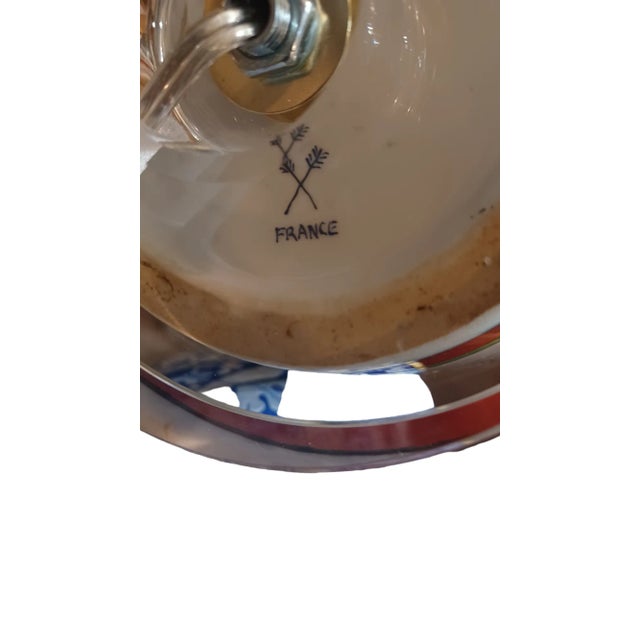 Vintgae Pair of French Vases With Handpainted Asian Scene For Sale - Image 4 of 4