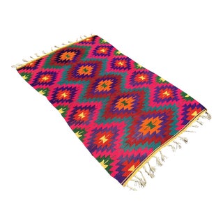 1960s Hot Pink Turkish Kilim Rug - 37.5" X 56" For Sale