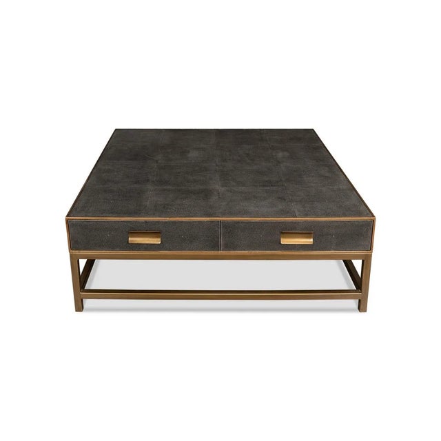 Grey Leather Coffee Table For Sale - Image 9 of 12
