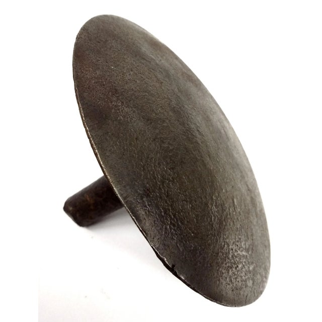Rustic WWI Solid Iron Nail Head Art Ring Holder For Sale - Image 3 of 9