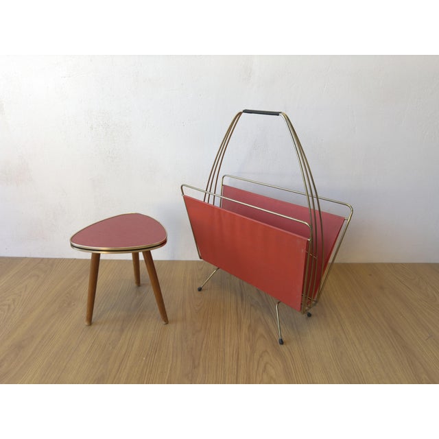 Small Red Tripod Table, 1960s For Sale - Image 6 of 7